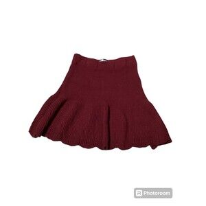 Leifnotes Red Knit Mini High Waist Skirt M